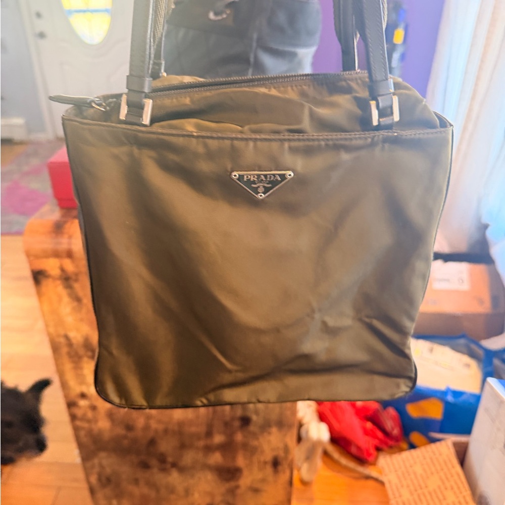 Prada Olive Green Nylon Shoulder bag, purchased from JEBWA